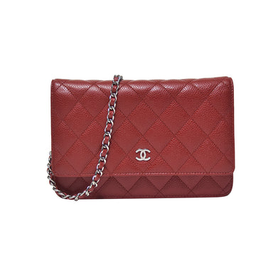 Red Classic Caviar Silvertone WOC [Clearance Sale]
