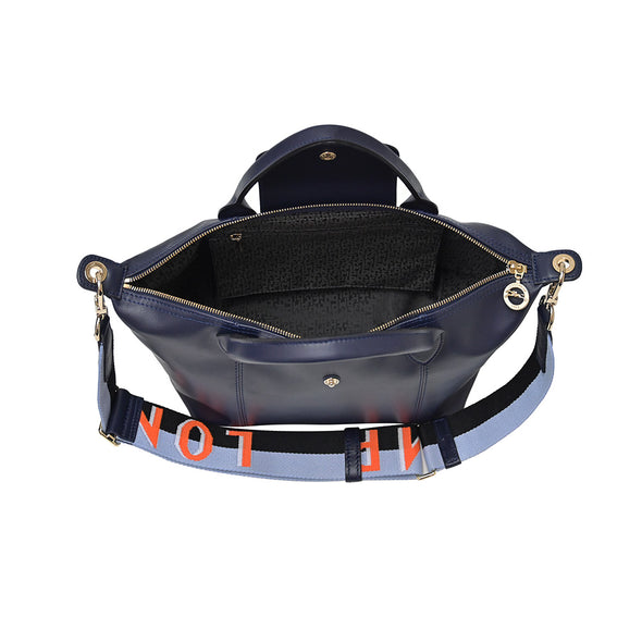 Navy Le Pliage Cuir Webbing Top Handle S [Clearance Sale]