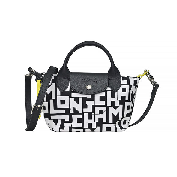 Black White Le Pliage LGP Top Handle XS