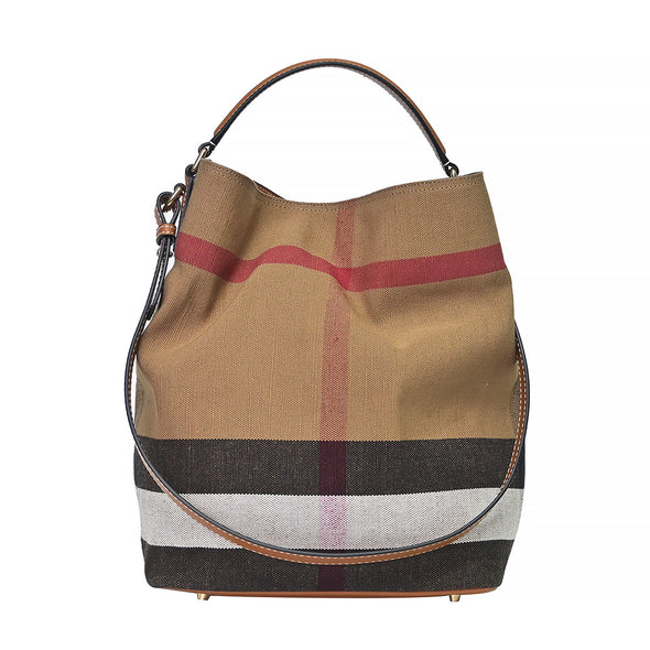 Saddle Brown Canvas Check Medium Ashby Hobo Bag - 2 (Rented Out)