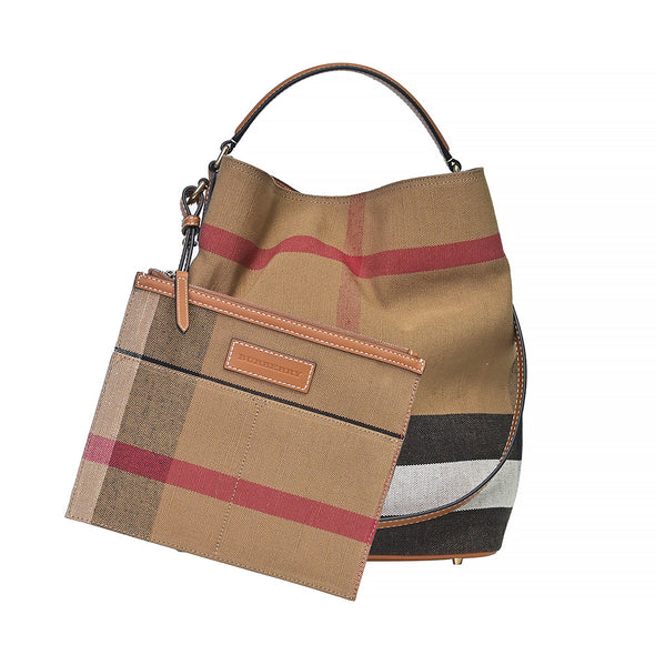 Saddle Brown Canvas Check Medium Ashby Hobo Bag - 2 (Rented Out)