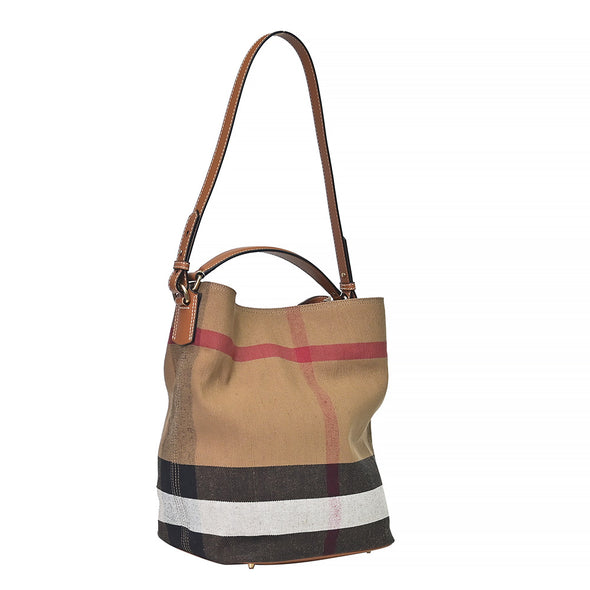 Saddle Brown Canvas Check Medium Ashby Hobo Bag - 2 (Rented Out)
