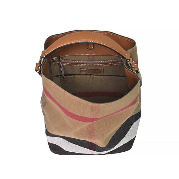 Saddle Brown Canvas Check Medium Ashby Hobo Bag - 2 (Rented Out)