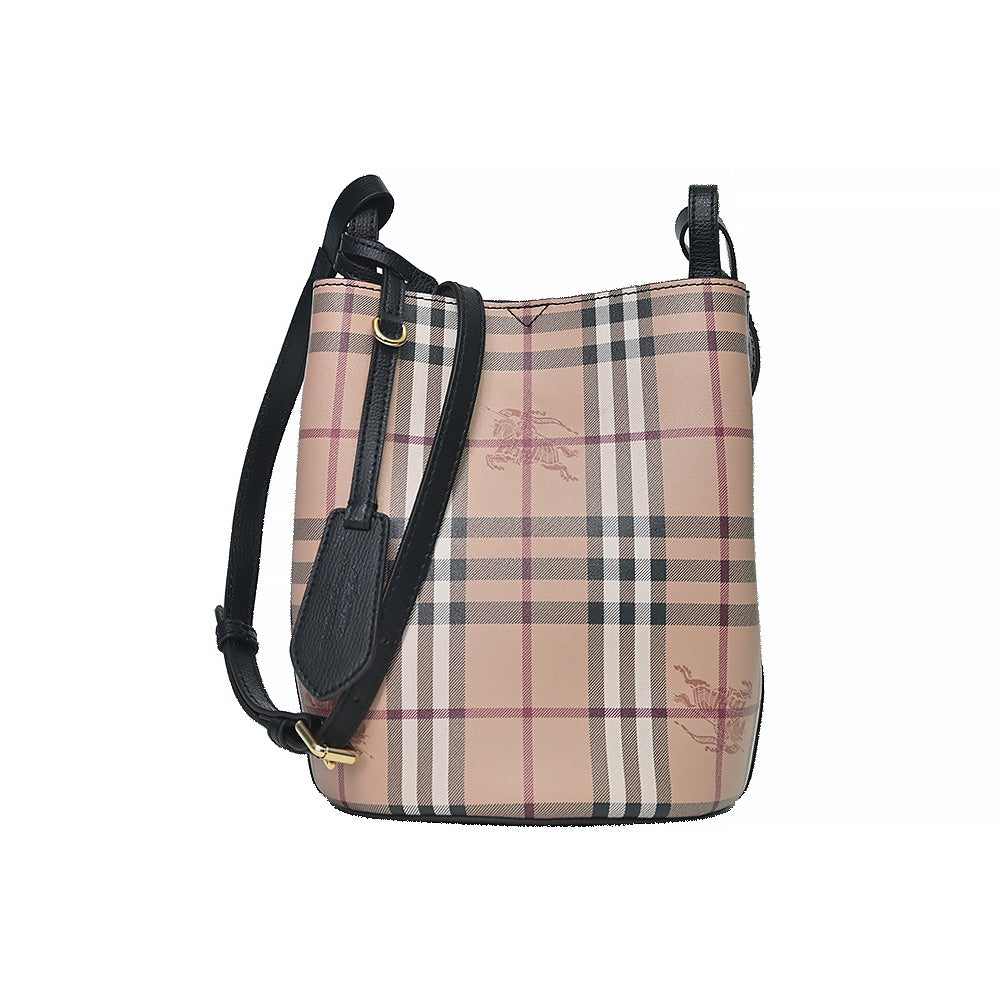 Burberry Haymarket Check Lorne Small Bucket Bag (SHF-18602) – LuxeDH