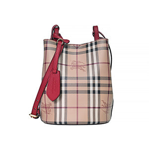Burberry Poppy Red Vintage Check Small Lorne Bucket Bag www