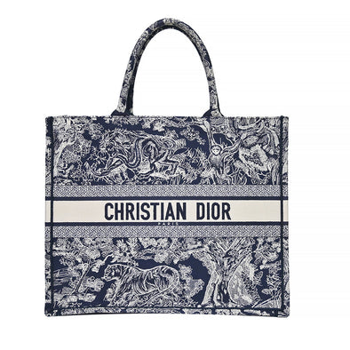 Blue Toile de Jouy Embroidery Large Dior Book Tote (Rented Out)