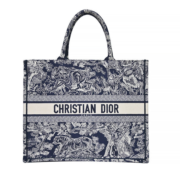 Blue Toile de Jouy Embroidery Large Dior Book Tote (Rented Out)