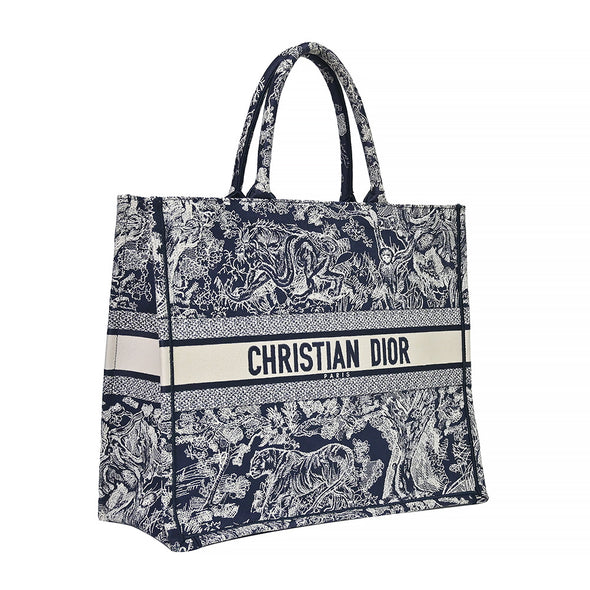 Blue Toile de Jouy Embroidery Large Dior Book Tote (Rented Out)