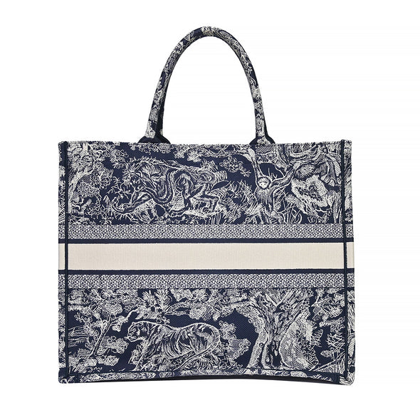 Blue Toile de Jouy Embroidery Large Dior Book Tote (Rented Out)