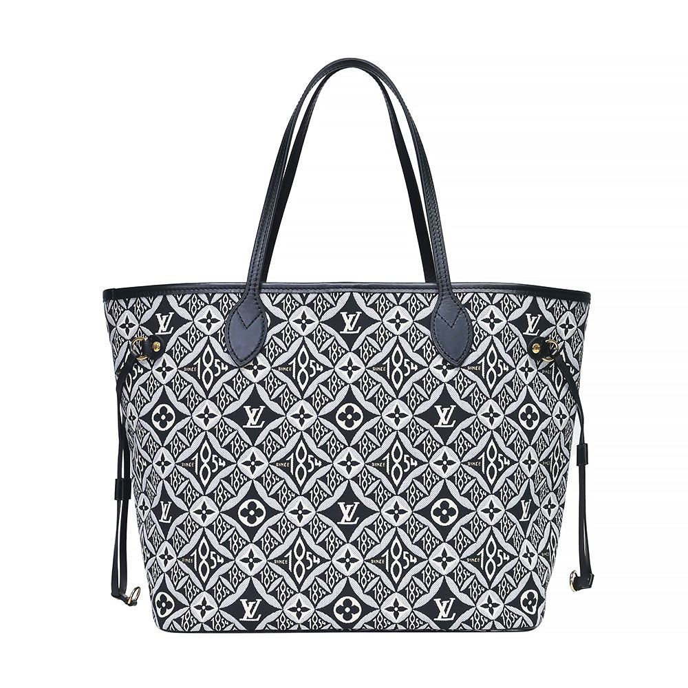 FWRD Renew Louis Vuitton Monogram Jacquard Denim Neverfull MM Tote Bag in  Grey