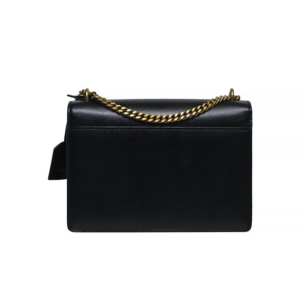 Black Smooth Leather Sunset Medium Chain Bag (Goldtone Hardware) (Rented Out)