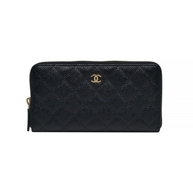 CHANEL Caviar Quilted Large Zip Around Wallet Black, FASHIONPHILE