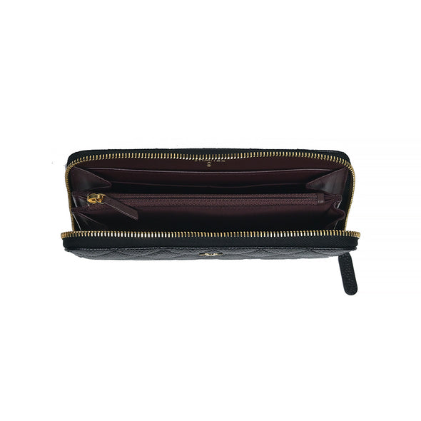 Black Classic Caviar Zip Around Wallet (Goldtone Metal Hardware) (Rented Out)