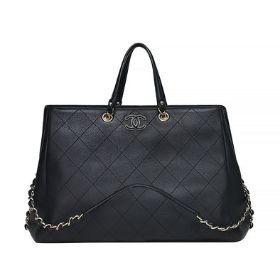 Black Chevron Bullskin Shopping Bag (Rented Out)