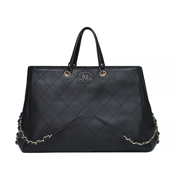 Black Chevron Bullskin Shopping Bag (Rented Out)