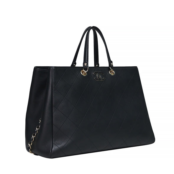Black Chevron Bullskin Shopping Bag (Rented Out)