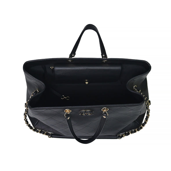Black Chevron Bullskin Shopping Bag (Rented Out)