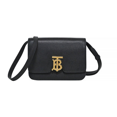 Black Grainy Calfskin Leather Small TB Bag (Rented Out)