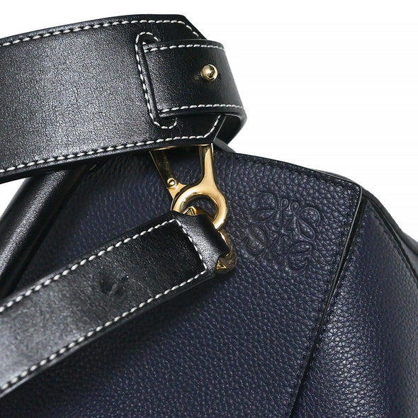Navy Blue Classic Calfskin Leather Puzzle Bag (Rented Out)