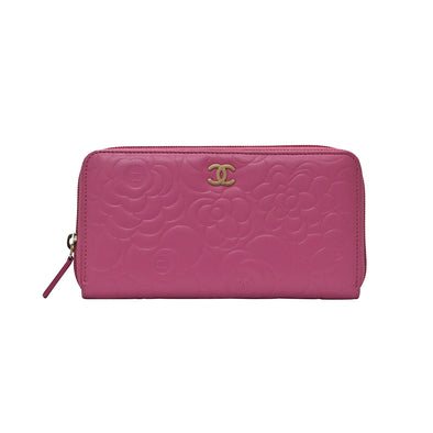 Pink Camelia Classic Zip Around Wallet