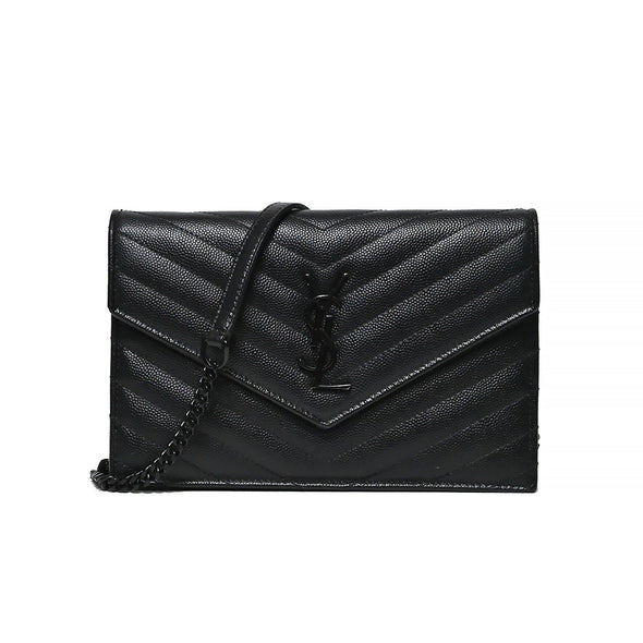 Black Grained De Poudre Cassandre Chain Wallet (Rented Out)