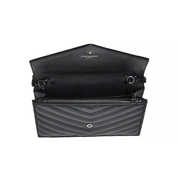 Black Grained De Poudre Cassandre Chain Wallet (Rented Out)