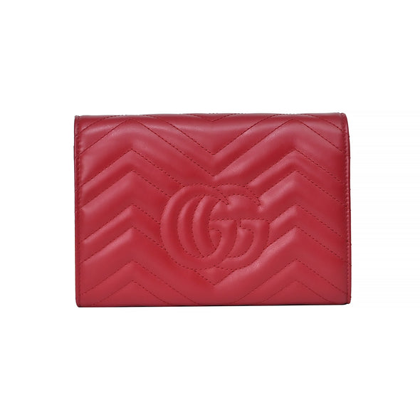 Rosso GG Marmont Matelasse Chain Wallet (Rented Out)