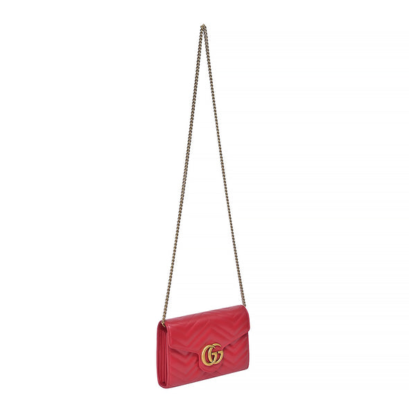 Rosso GG Marmont Matelasse Chain Wallet (Rented Out)