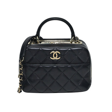 Black Nappa Lambskin Trendy CC Small Top Handle (Rented Out)