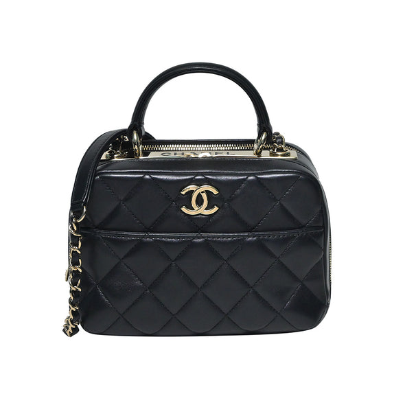 Black Nappa Lambskin Trendy CC Small Top Handle (Rented Out)