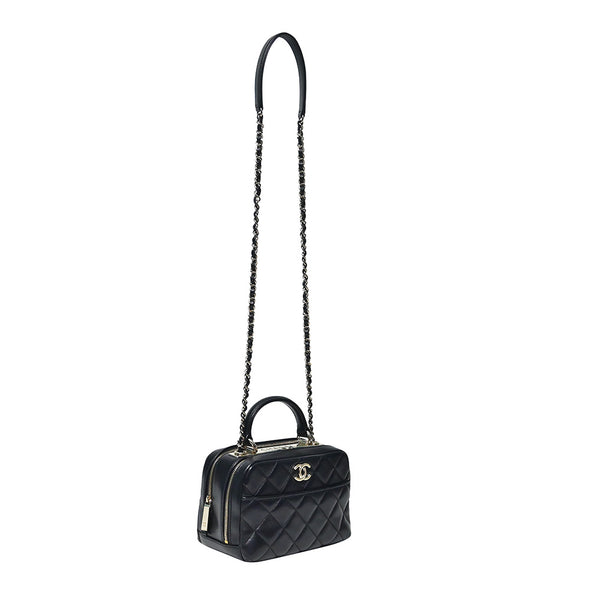 Black Nappa Lambskin Trendy CC Small Top Handle (Rented Out)