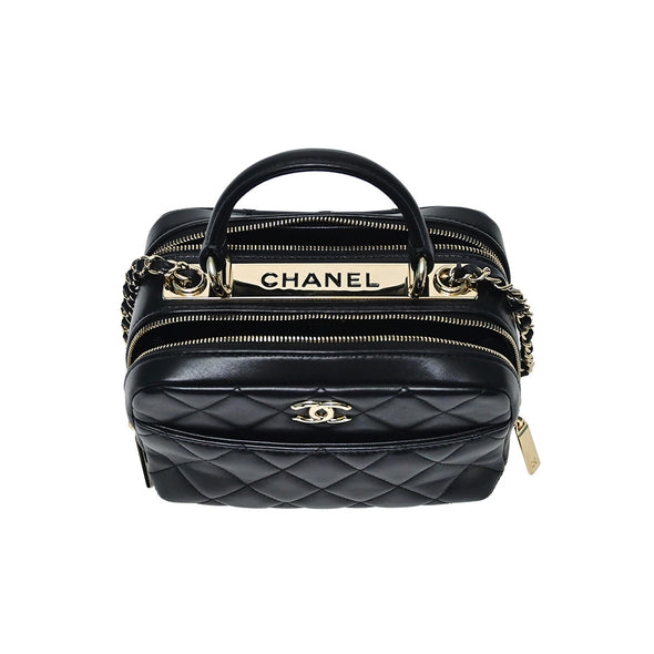 Black Nappa Lambskin Trendy CC Small Top Handle (Rented Out)
