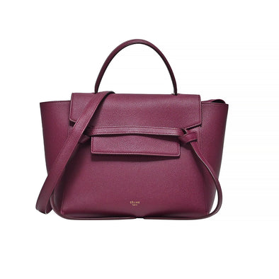 Burgundy Grained Calfskin Leather Micro Belt Bag (Rented Out)