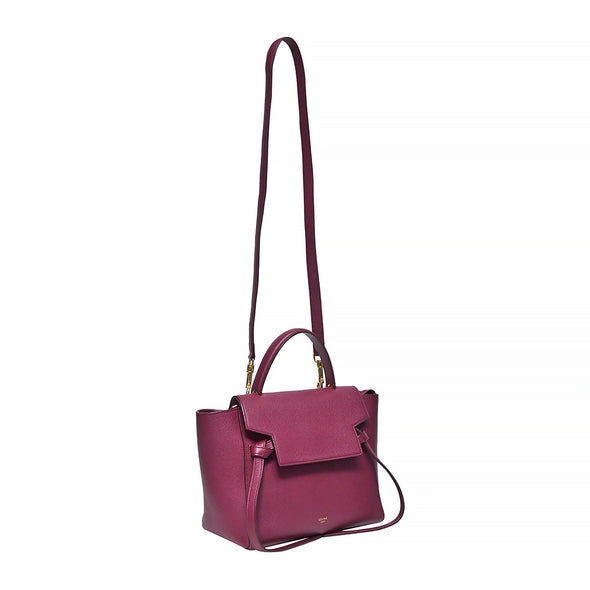 Burgundy Grained Calfskin Leather Micro Belt Bag (Rented Out)