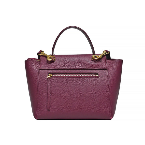 Burgundy Grained Calfskin Leather Micro Belt Bag (Rented Out)