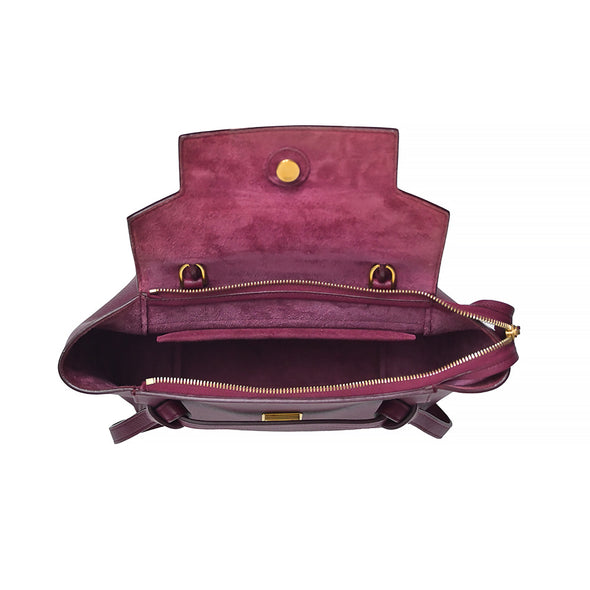 Burgundy Grained Calfskin Leather Micro Belt Bag (Rented Out)