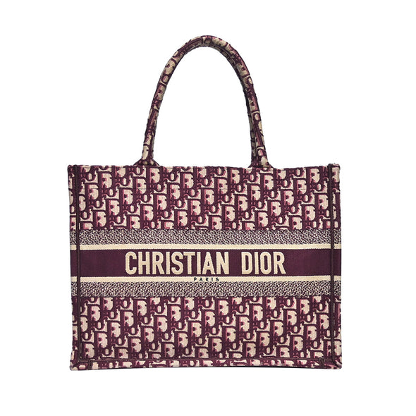 Bordeaux Oblique Embroidery Medium Book Tote (Rented Out)