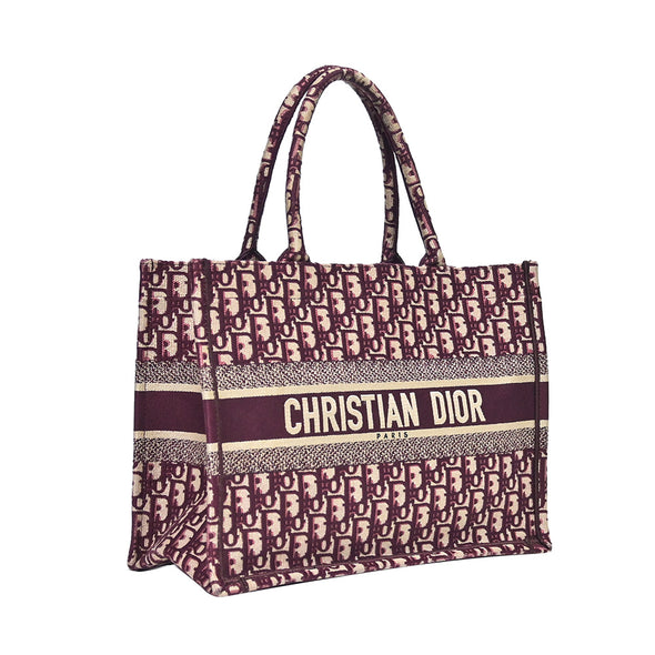 Bordeaux Oblique Embroidery Medium Book Tote (Rented Out)