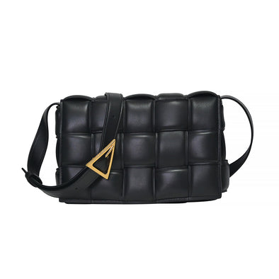 Black Padded Cassette Intreccio Lambskin Leather Crossbody Bag