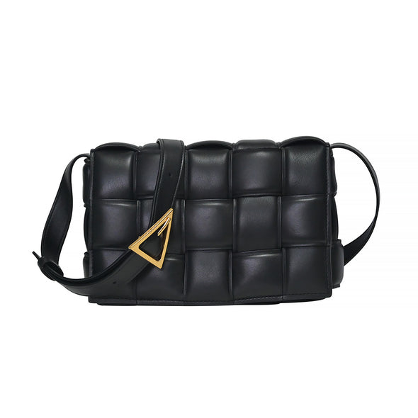 Bottega Veneta Black Padded Cassette Intreccio Lambskin Leather Crossbody Bag [Clearance Sale]