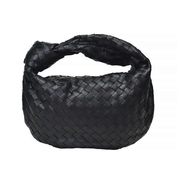 Black Teen Jodie Intreccio Lambskin Leather Shoulder Bag (Rented Out)