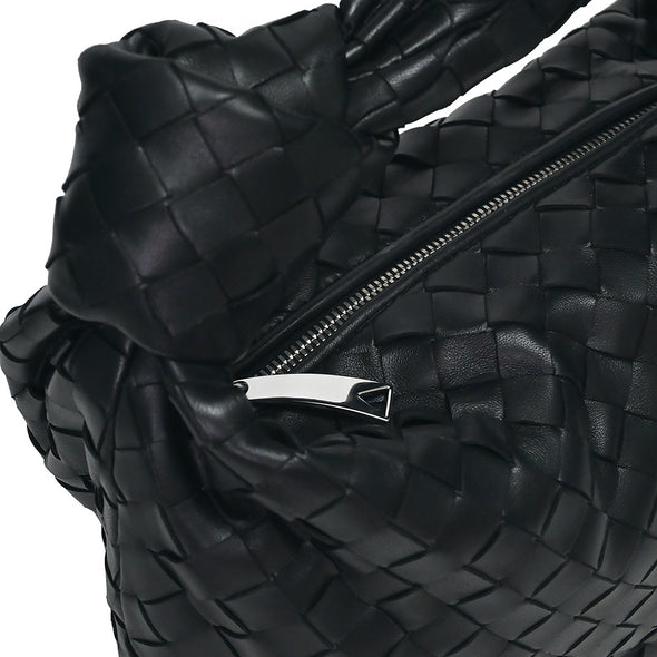 Black Teen Jodie Intreccio Lambskin Leather Shoulder Bag (Rented Out)