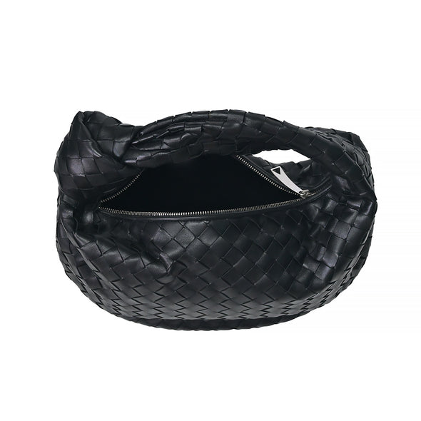 Black Teen Jodie Intreccio Lambskin Leather Shoulder Bag (Rented Out)