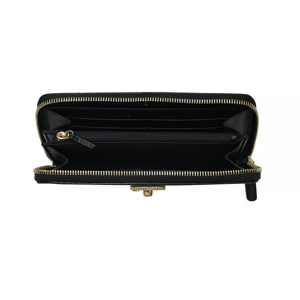 Black CC Logo Nappa Zip Around Wallet