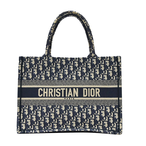 Blue Dior Oblique Embroidery Small Book Tote - 3 (Rented Out)