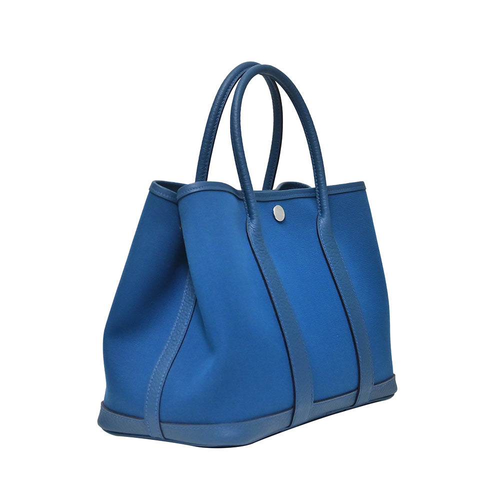 Hermes Blue Canvas and Leather Garden Party TPM Tote Bag Hermes