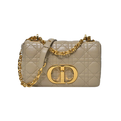 Beige Supple Cannage Calfskin Dior Caro Small Shoulder Bag [Clearance Sale]