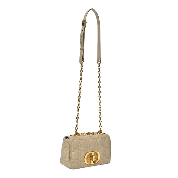 Beige Supple Cannage Calfskin Dior Caro Small Shoulder Bag [Clearance Sale]