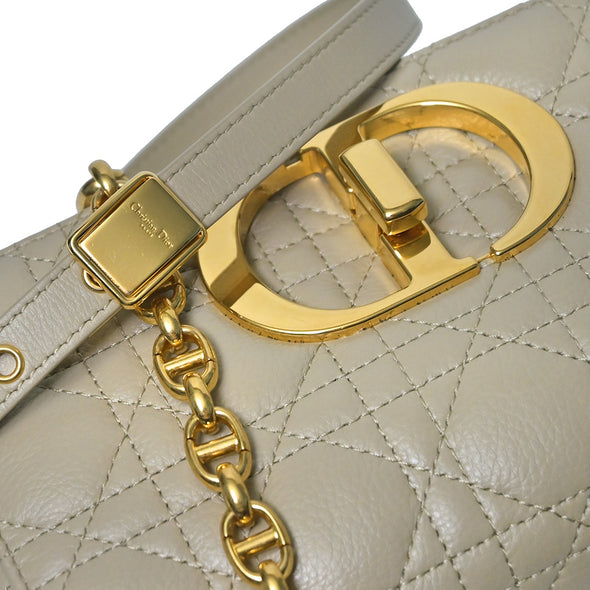Beige Supple Cannage Calfskin Dior Caro Small Shoulder Bag [Clearance Sale]
