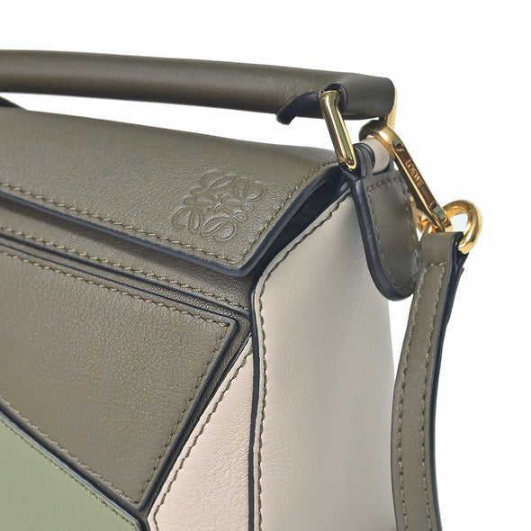 Khaki Classic Calfskin Leather Mini Puzzle Bag (Rented Out)